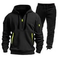 thumbnail image 1 of CCRFTGI Tracksuit Men 2 Piece Set Winter Workout Athletic Zip Up Tracksuit Sets Vintage Loose Fit Hoodie and Sweatpants Set for Men with Pockets Black M, 1 of 4