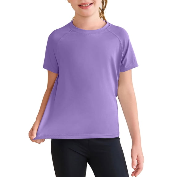 CCRFTGI Tshirt for Boys Athletic Quick Dry T Shirts Crewneck Purple Tshirt 2025 Summer Plain Short Sleeve Shirts,Purple 4-5 Years