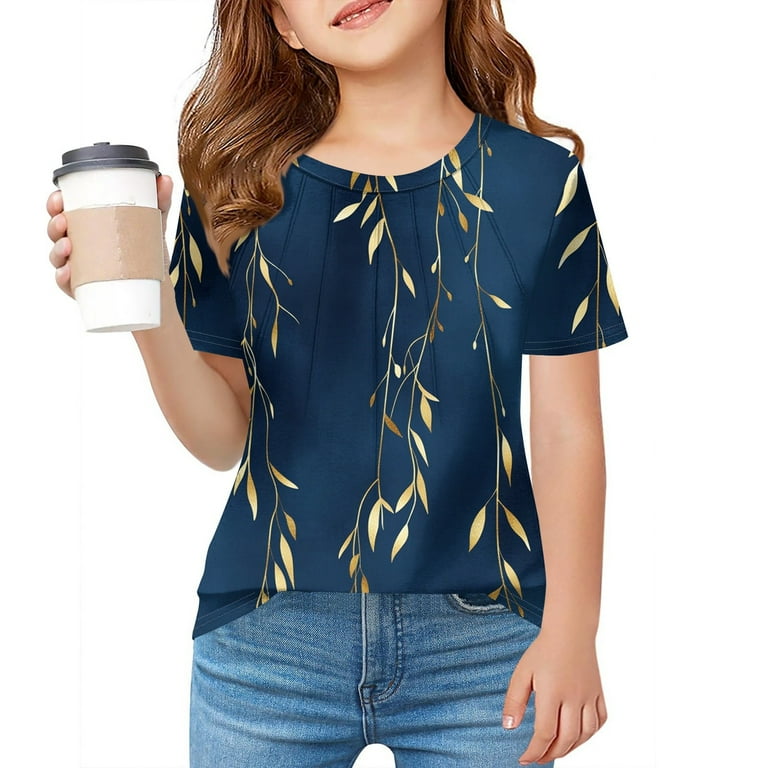 T-Shirt with Pleats in Fall Leaves T-Shirt with Pleats in Fall Leaves