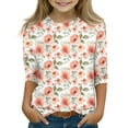 thumbnail image 1 of CCRFTGI Tween Tops Size 15-16 Floral Graphic 3/4 Sleeve Tween Girls Tops Basic Crewneck Shirts Fall Size 12 Girls Clothes Watermelon Red 15-16 Years, 1 of 5