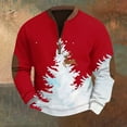 CCRFTGI Ugly Christmas Mens Sweatshirt Lapel Neck Xmas Tree Reindeer