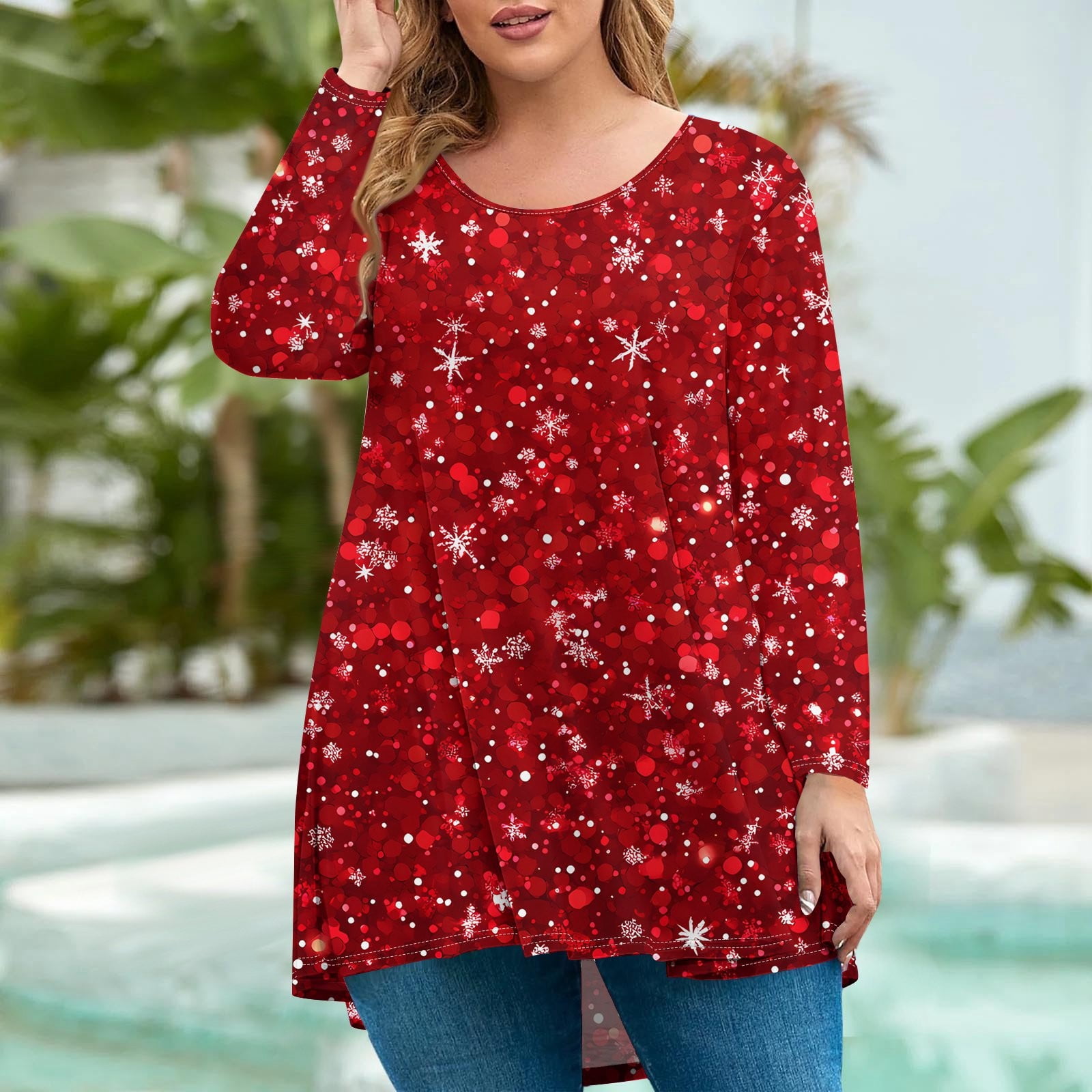CCRFTGI Ugly Christmas Womens Tops Plus Size Dressy Fall Long Sleeve