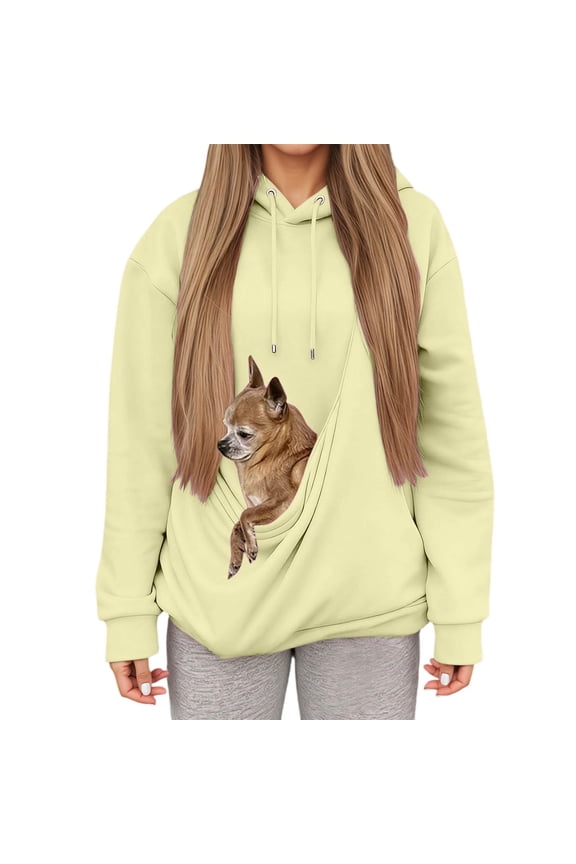 Unisex Pet Carrier Hoodie Fuzzy Kangaroo Puppy Kitten Holder Sweatshirt Fleece Pet Hoodie Carrier Wearable Dog Carrier Sweatshirt Beige XXL