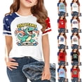 thumbnail image 1 of CCRFTGI Usa Flag Shirts for Child Girls Boys Patriotic Freedom 4th Of July Dinosaur American Flag Tshirt Red White and Blue Summer Tops 1776 Tee Tops Green 5-6 Years, 1 of 6