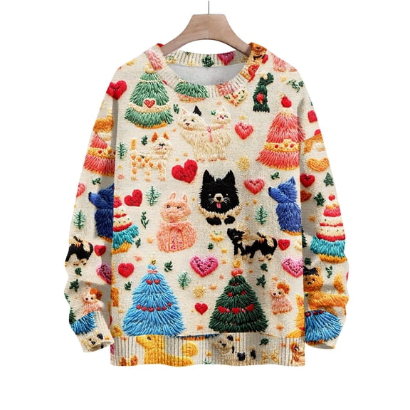 CCRFTGI Valentine's Day Girls Sweaters Size 10-12 Cute Print Pullover tops Holiday Knit Long Sleeve Sweaters Chunky Crewneck Fall Spring Pullover Girls Clothes Khaki 9-10Y