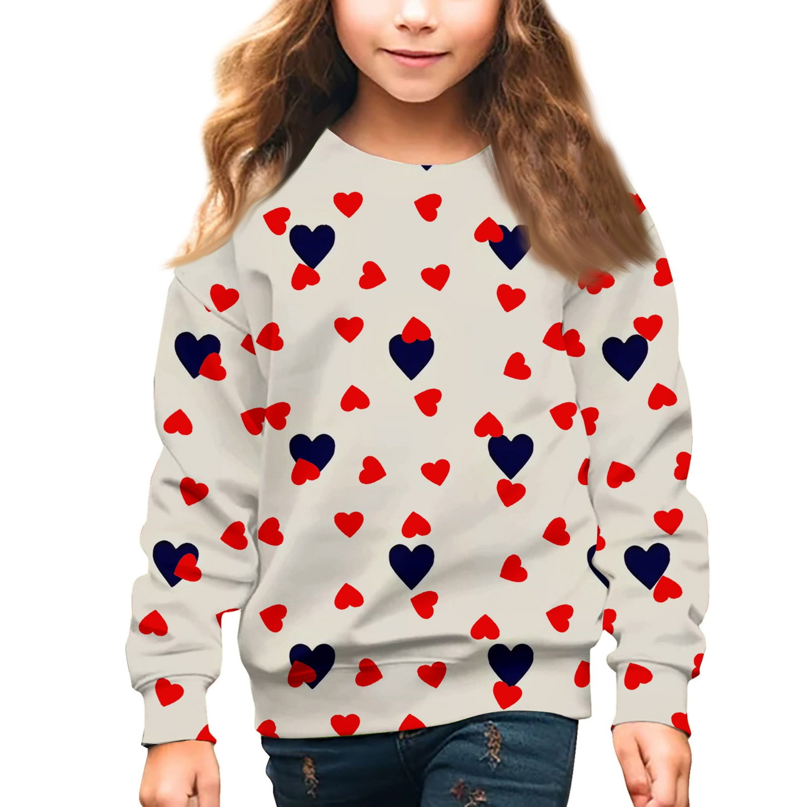 CCRFTGI Valentine's Day Girls Sweatshirts 2025 Valentines Hearts
