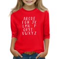 thumbnail image 1 of CCRFTGI Valentine's Day Girls Tops Size 6 3/4 Length Sleeve Cute Love Letter Print T-Shirt Girls Fashion Round Neck Tshirts Soft Spring Day Tween Girls Clothes Watermelon Red 4-5Y, 1 of 3