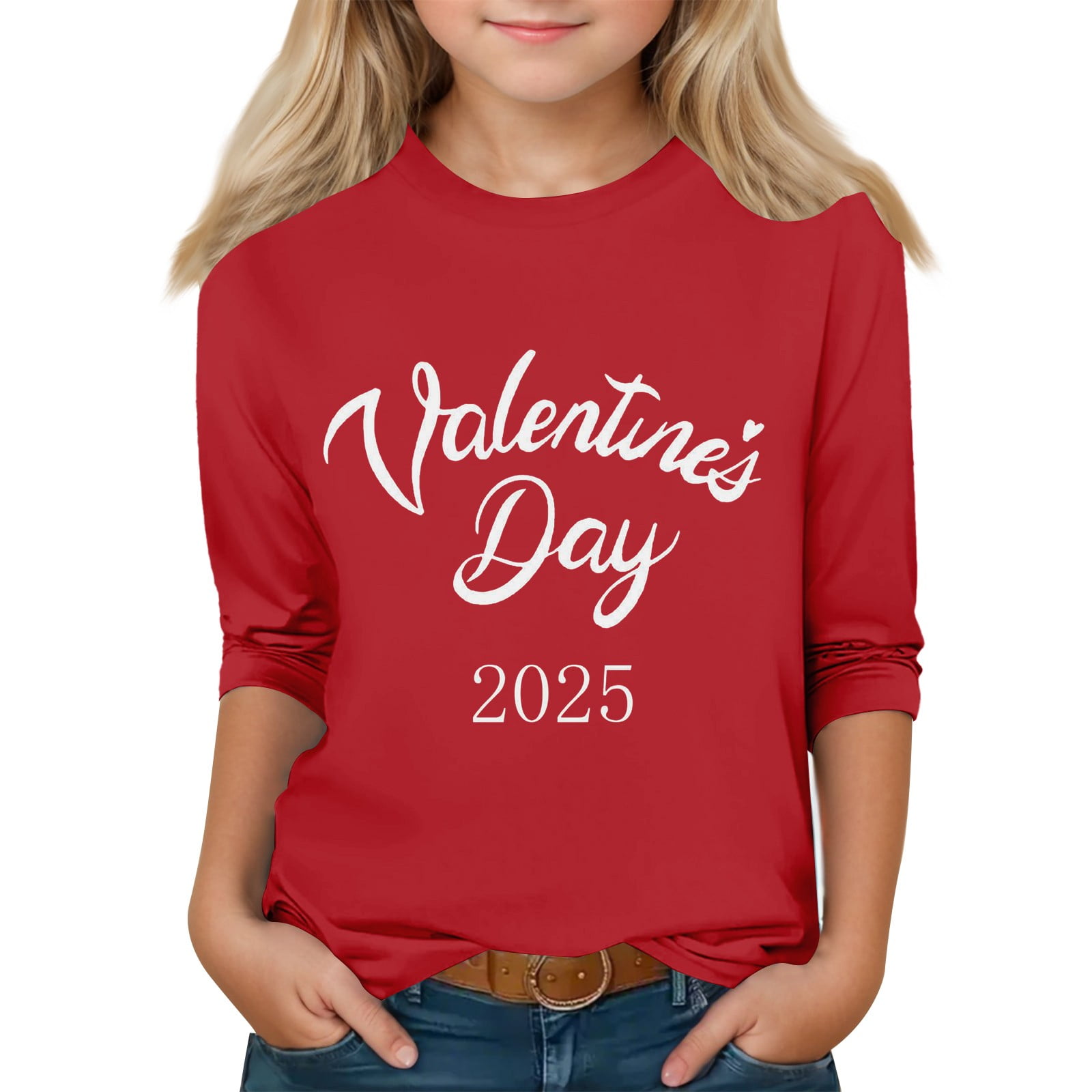 CCRFTGI Valentine's Day Shirt for Girls Valentines Holiday Long Sleeve