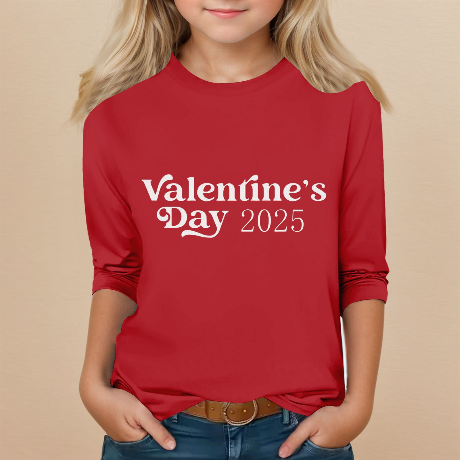 CCRFTGI Valentines Day Shirt Girls Valentines Crewneck Long Sleeve