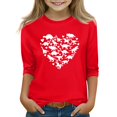 thumbnail image 1 of CCRFTGI Valentines Girls Tops Size 7 3/4 Sleeve Funny Love Heart Print T-Shirt Girls Fashion Round Neck Tee Shirts Casual Spring Day Tee Tops White 10-11Y, 1 of 4
