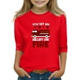 thumbnail image 1 of CCRFTGI Valentines Girls Tops Size 7-8 3/4 Length Sleeve Cute Love Letter Print T Shirts Girls Fashion Crew Neck Tshirts Casual Spring Day Gifts for Girls Wine 8-9Y, 1 of 3