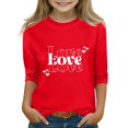 thumbnail image 1 of CCRFTGI Valentines Shirts for Girls Size 6 3/4 Sleeve Funny Love Heart Print T Shirts Holiday Round Neck Tee Shirts Soft Spring Day Tee Tops Pink 8-9Y, 1 of 4