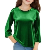 CCRFTGI Velvet Tops for Kids Girls 3/4 Sleeve Size 8 Dressy Casual ...