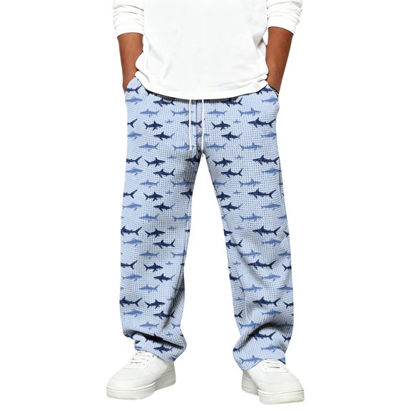 CCRFTGI Waffle Sweatpants for Boys Girls Size 7 Baggy Camo Pant Casual Basic Open Bottom Elastic Waist Sweatpant Lightweight Breathable Lounge Pant Sky Blue 14-15Years