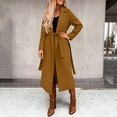 thumbnail image 1 of CCRFTGI Winter Coats for Women Dressy Casual Belted Woolen Blend Trench Mid-Long Coat Fashion Lapel Collar Coat Warm Overcoat with Belt Brown XL, 1 of 7