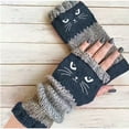 thumbnail image 1 of CCRFTGI Winter Gloves Women Cute Fingerless Gloves cat Warm Patchwork Vintage Knitted Design Women's Glove Navy, 1 of 4