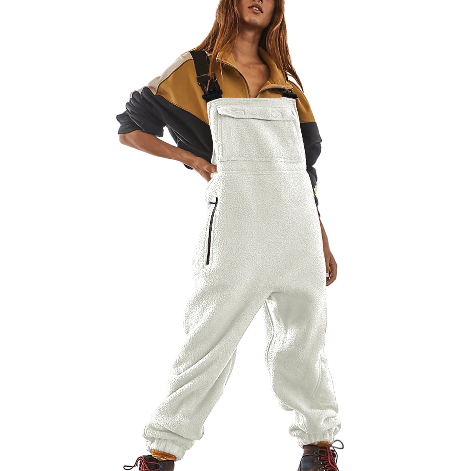 CCRFTGI Women's Jumpsuits, Rompers & Overalls Warm Casual Fuzzy Sherpa ...