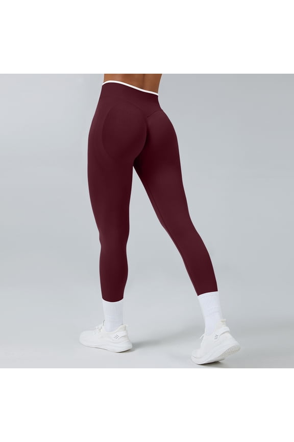 Womens Leggings Butt Lifting High Waist Workout Gym Yoga Pants Sport Active Leggings Athletic Outdoor Tummy Control quick-dry Workout Leggings Wine XL