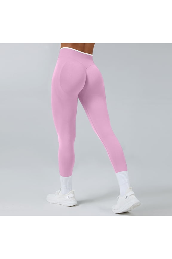 Womens Leggings Butt Lifting High Waisted Workout Gym Yoga Pants Sport Active Textured Tights Athletic Outdoor Tummy Control quick-dry Compression Leggings Pink S