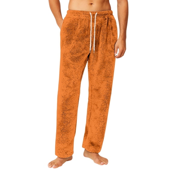 CCRFTGI pajama pants for men Flannel Casual Funny Print Pj Pants Lounge Elastic Waist Pajamas Pants Lightweight Fall Winter Sleep Bottoms Saffron XXXL