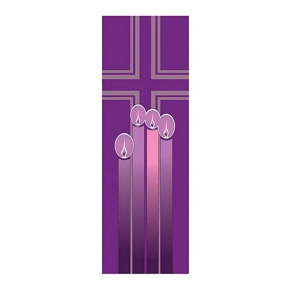 CCS Banner-Advent Candles w/Pole Hems (2' x 6')