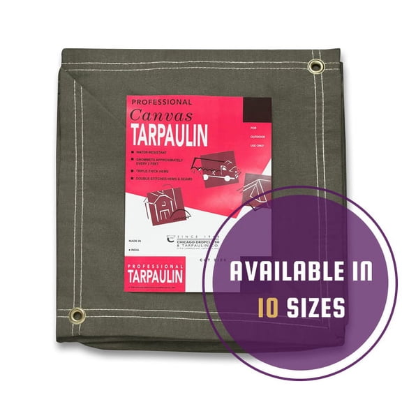 CCS CHICAGO CANVAS & SUPPLY Canvas Tarpaulin, Olive Drab, 10 by 10 Feet