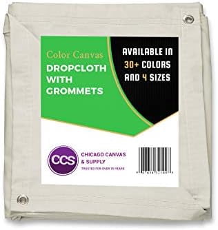 CCS Canvas Drop Cloth with Grommets (10oz) – Heavy Duty Cotton Duck Cloth Tarp for Curtains, Backdrops, Painting – Washable & Reusable Floor Cover, Dust Sheet for Furniture (Natural, 20x20 Ft)
