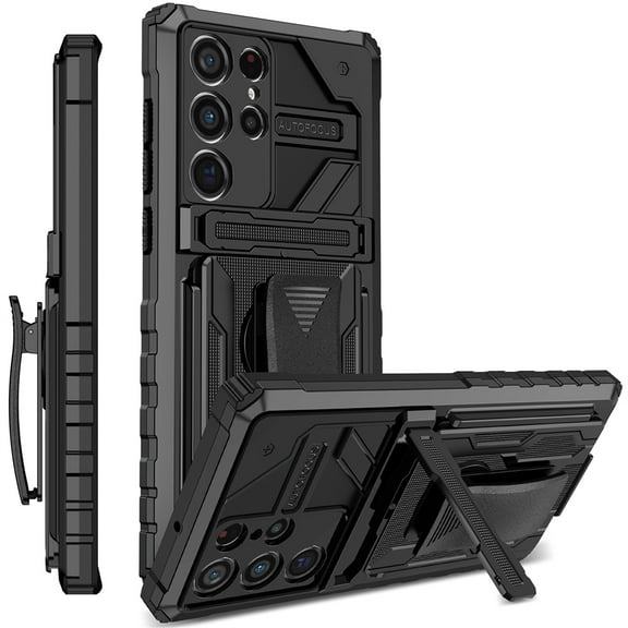 CCSamll Case for Samsung Galaxy S23 Ultra (Not S23) with Belt Clip Holster, Heavy Duty Protection Armor Case with Kickstand Sturdy Durable Phone Cover for Samsung Galaxy S23 Ultra JG Black