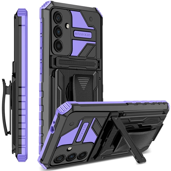 CCSamll for Samsung Galaxy S23 FE Case with Belt-Clip Kickstand Holster, Rugged & Durable Armor Case Heavy Duty Military Grade Protection Cover for Samsung Galaxy S23 FE JG Purple