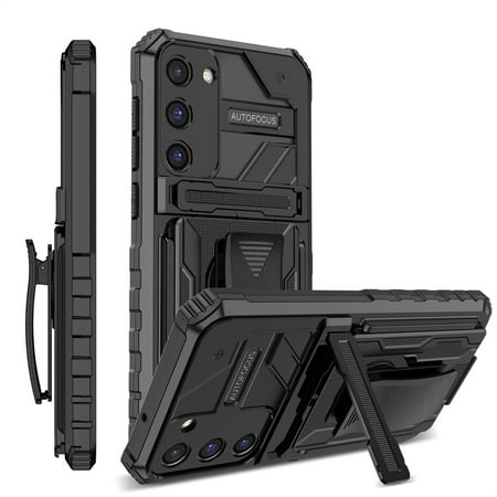 CCSamller for Samsung Galaxy S24 Plus Case with Belt-Clip Kickstand Holster, Rugged & Durable Armor Case Heavy Duty Protection Cover for Samsung S24 Plus JG Black