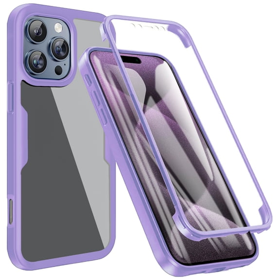 CCSmall for Apple iPhone 16 Pro Max Clear Case with Screen Protector, Full Body Protective Soft TPU Rugged Bumper Slim Case Shockproof Phone Cover for iPhone 16 Pro Max QC Purple