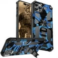 thumbnail image 1 of CCSmall Camouflage Case for Apple iPhone 15 Pro with Metal Kickstand, Camo Phone Cover Built-in 360° Rotate Ring Stand Case for iPhone 15 Pro MC Dark Blue, 1 of 8