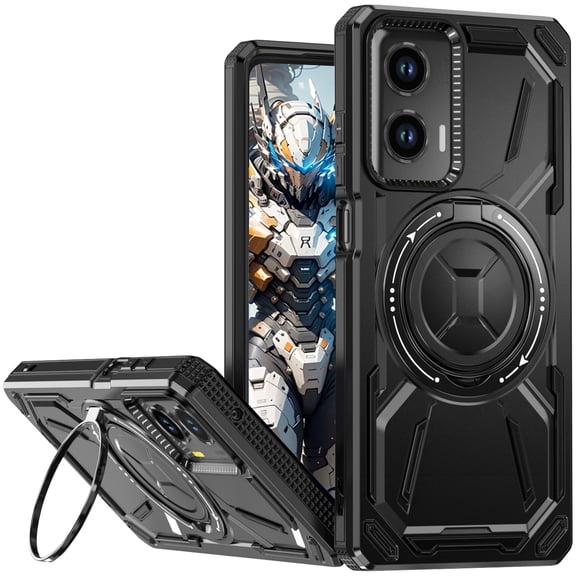 CCSmall for Moto Edge 50 Fusion Case with 360° Rotatable Ring Holder for Men, Military Shockproof Protective with Magnetic Ring Holder Case Phone Cover for Motorola Edge 50 Fusion 2HJ Black