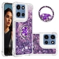 thumbnail image 1 of CCSmall for Motorola G 5G 2025 Case Clear Glitter Bling for Women, Flowing Liquid Quicksand Sparkly Cover with Diamond Ring Kickstand Case for Moto G 2025 LSZ Purple, 1 of 7