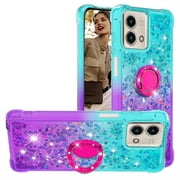 CCSmall for Motorola G Stylus 5G 2023 Clear Case Glitter for Girls Women, Liquid Sparkle Bling Cute Case with Kickstand Gradient Quicksand Cover for Motorola G Stylus 5G 2023 JB Bluish Violet