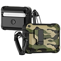 CCSmall for Samsung Galaxy Buds 3 Pro Case Camouflage with Carabiner Keychain, Full Body Shockproof Protection Cover with Secure Lock Case for Samsung Galaxy Buds3 /Buds3 Pro,Camo Green