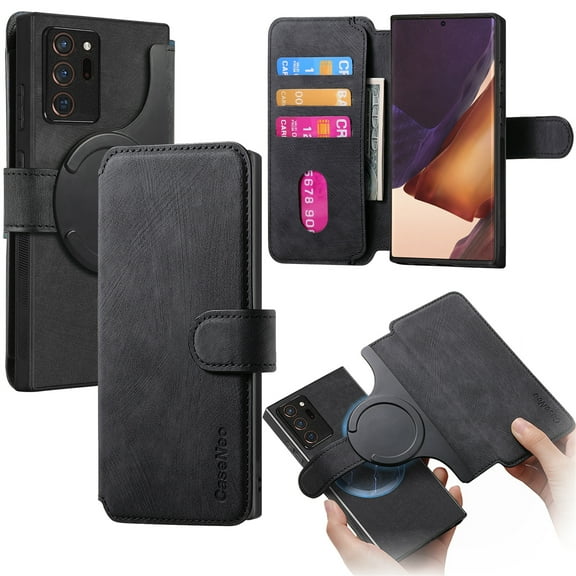 CCSmall for Samsung Galaxy Note 20 Ultra Detachable Magnetic Wallet Case for Men Women, RFID Blocking Material Retro Folio Flip Leather Case with Card Slots for Galaxy Note20 Ultra 4G /5G KQX Black