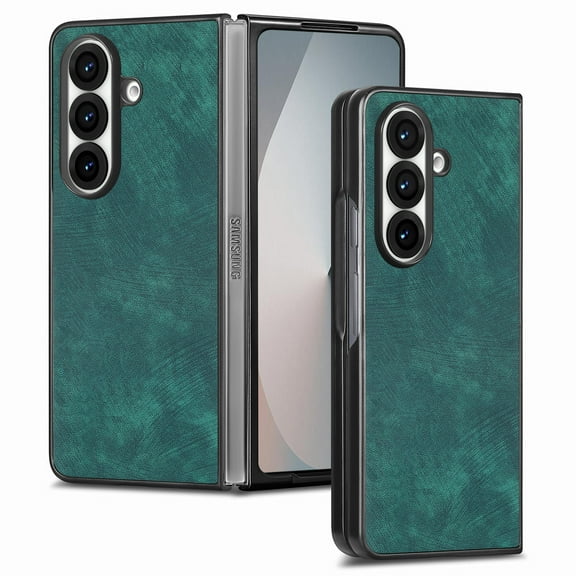 CCSmall for Samsung Galaxy Z Fold 7 Case, Retro PU Leather Ultra-thin Protective Cover Support Wireless Charging Phone Case for Samsung Z Fold7 5G FFG Blue