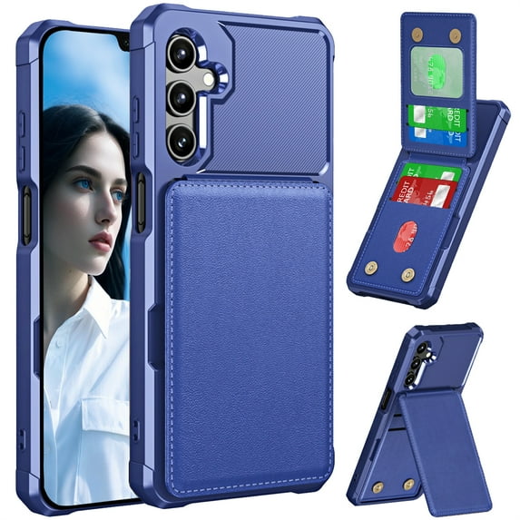 CCSmall Wallet Case for Samsung Galaxy A56 5G with Card Holder for Women Men, Luxury Folio Leather Wallet & TPU Bumper Phone Case for Galaxy A36 5G / Samsung A56 5G ZM Blue