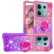 CCSmall for Xiaomi Redmi Note 13 5G Cute Case with Kickstand for Girls Women, Liquid Glitter Sparkle Bling Phone Case Gradient Floating Quicksand Cover for Redmi Note 13 5G JB Pink Mauve