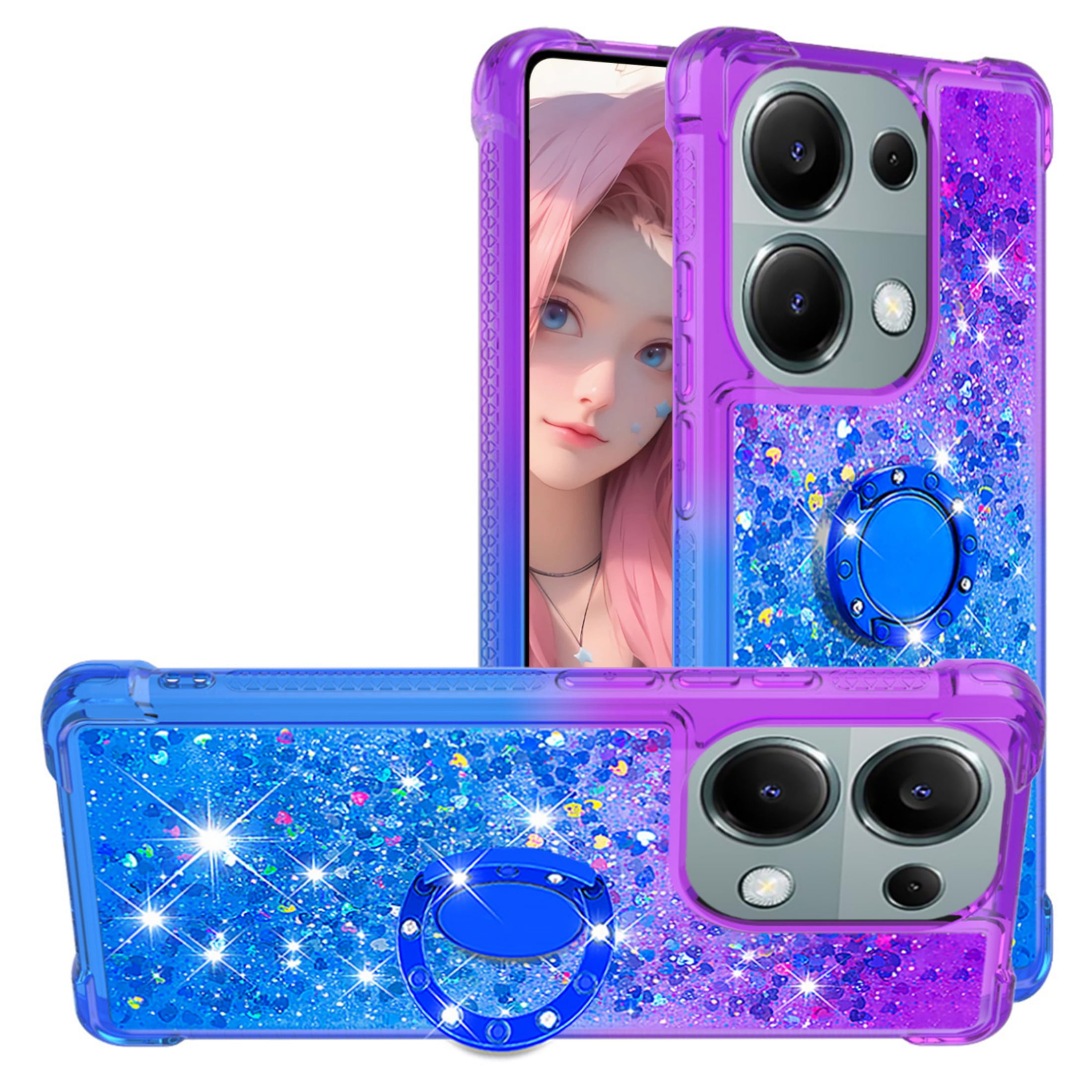 Cover Flip HiCASE Pro Per Xiaomi Redmi Note 8T - Pelle PU Con Glitter, Portafoglio 2 Carte, Funzione Stand, Morbida TPU - 6