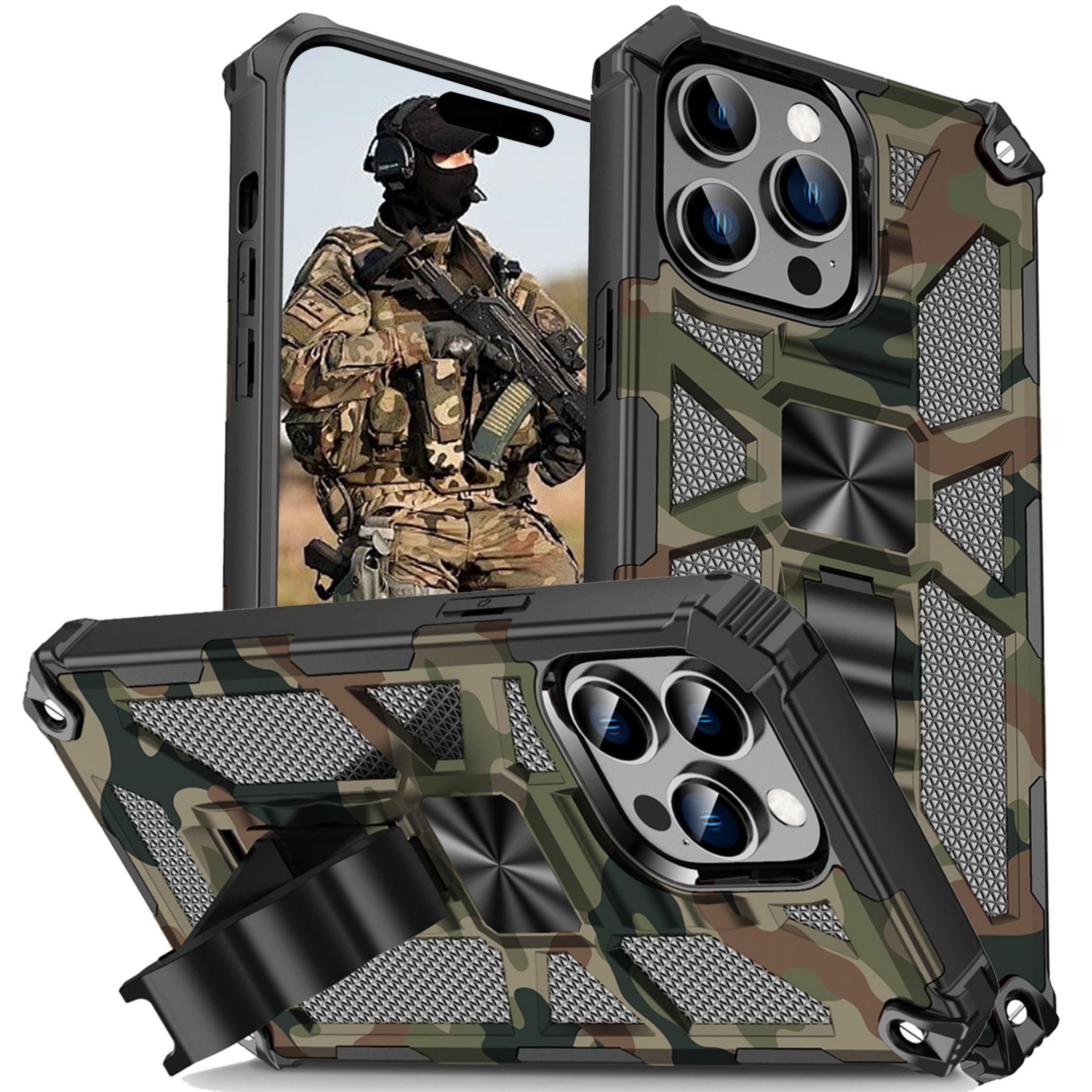 CoverON For Apple IPhone 16 Pro Case, Military Grade Heavy Duty Full Body Rugged Phone Cover, Camo