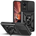 thumbnail image 1 of CCSmaller for Oppo Reno 10 5G Case with Slide Camera Cover for Men, Military Grade Drop Phone Cover Case with Rotate Ring Kickstand for Oppo Reno10 Pro 5G / Reno10 5G SJ Black, 1 of 8
