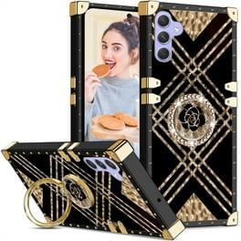 CCSmall Square Case for Xiaomi Redmi Note 12 4G (Not 5G) with Ring  Kickstand for Women Girly, Cute Elegant Metal Decoration Corner Soft TPU  Case Cover