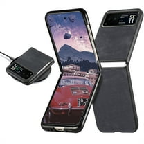 CCSmaller for Motorola Razr 2023 Case, Retro PU Leather Slim Protective Cover Support Charge Wirelessly Phone Case for Moto Razr 40 FFG Black