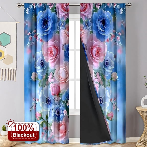 CCTFS 2PCS Curtains Spring flowers in bloom Privacy Light Blocking Curtain Panels for Bedroom Living Room Kitchen