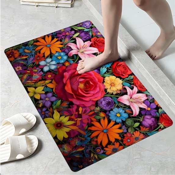 CCTFS A feast of flowers Kitchen Mat Rug - 1Pcs Perfect for Kitchen Counter, 16''*24'', Functional for Decoration