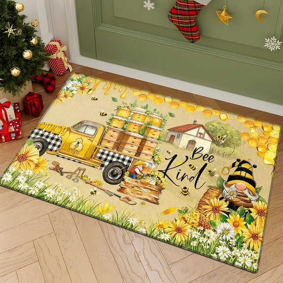 CCTFS Bee Car Honey Dwarf style Daily decorative floor mat, suitable for kitchen floor mat, bathroom floor mat, door mat -15.7'' x 23.6''