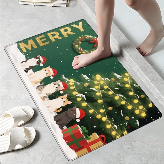 CCTFS Christmas tree, kitty Kitchen Mat Rug - Perfect for Kitchen Counter, 16''*24'', Functional for Decoration