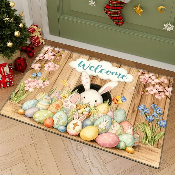 CCTFS Easter Bunny Colors style Easter decorative floor mat, suitable for kitchen floor mat, bathroom floor mat, door mat -15.7'' x 23.6''